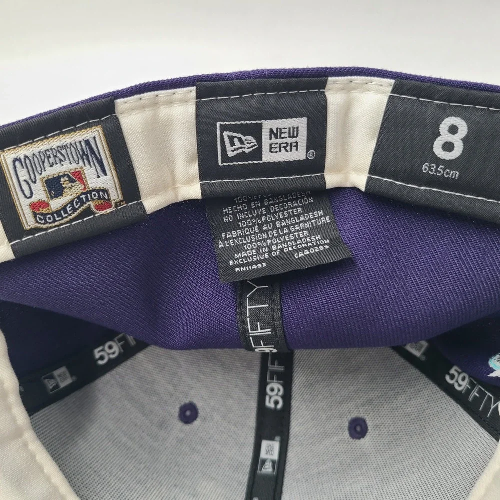 Chicago Cubs Hat Fitted 8 New Era 59Fifty Purple Blue MLB Wrigley Field Patch